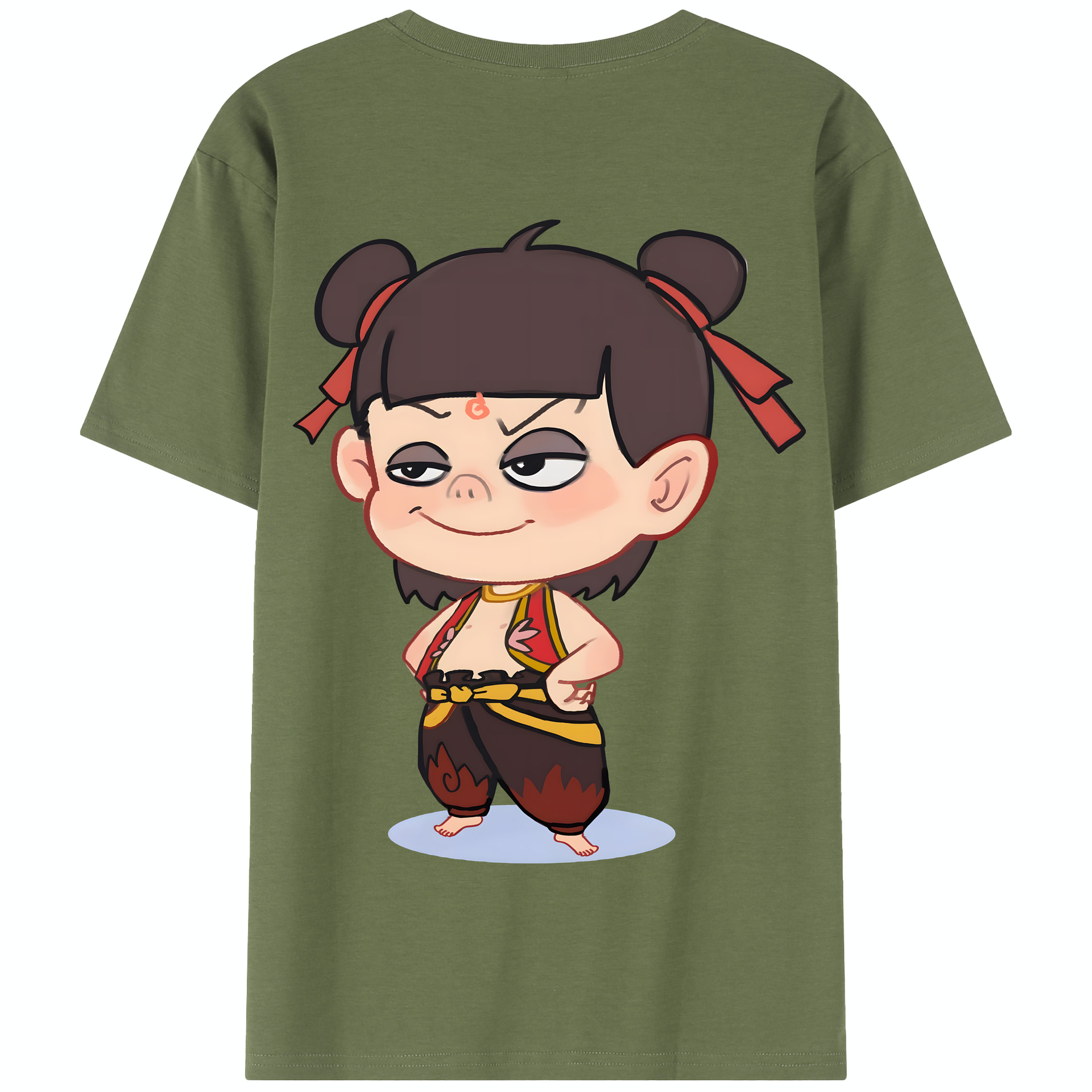 （画像用） Ne Zha 2 ナタ 魔童の大暴れ 綿100％半袖Tシャツ（背面プリント）